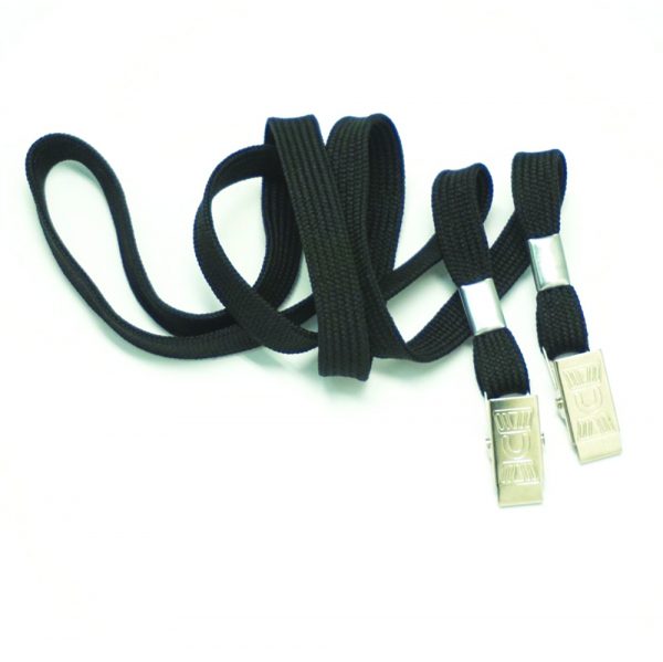 Dual-Ended Lanyard with Alligator Clips (BLACK)
